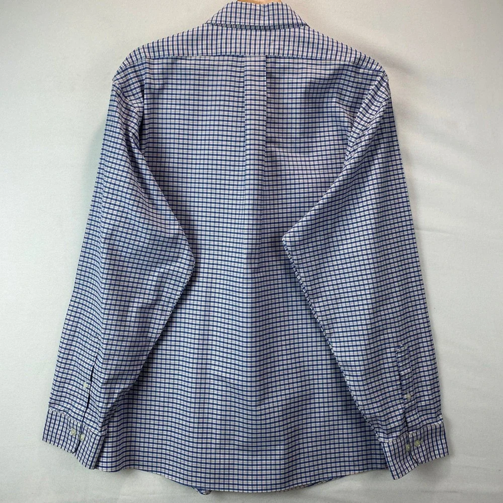 Brooks Brothers Regent Fit Mens XXL Blue Red Tattersall Non-Iron Stretch Shirt